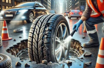 Tyre hit Pothole